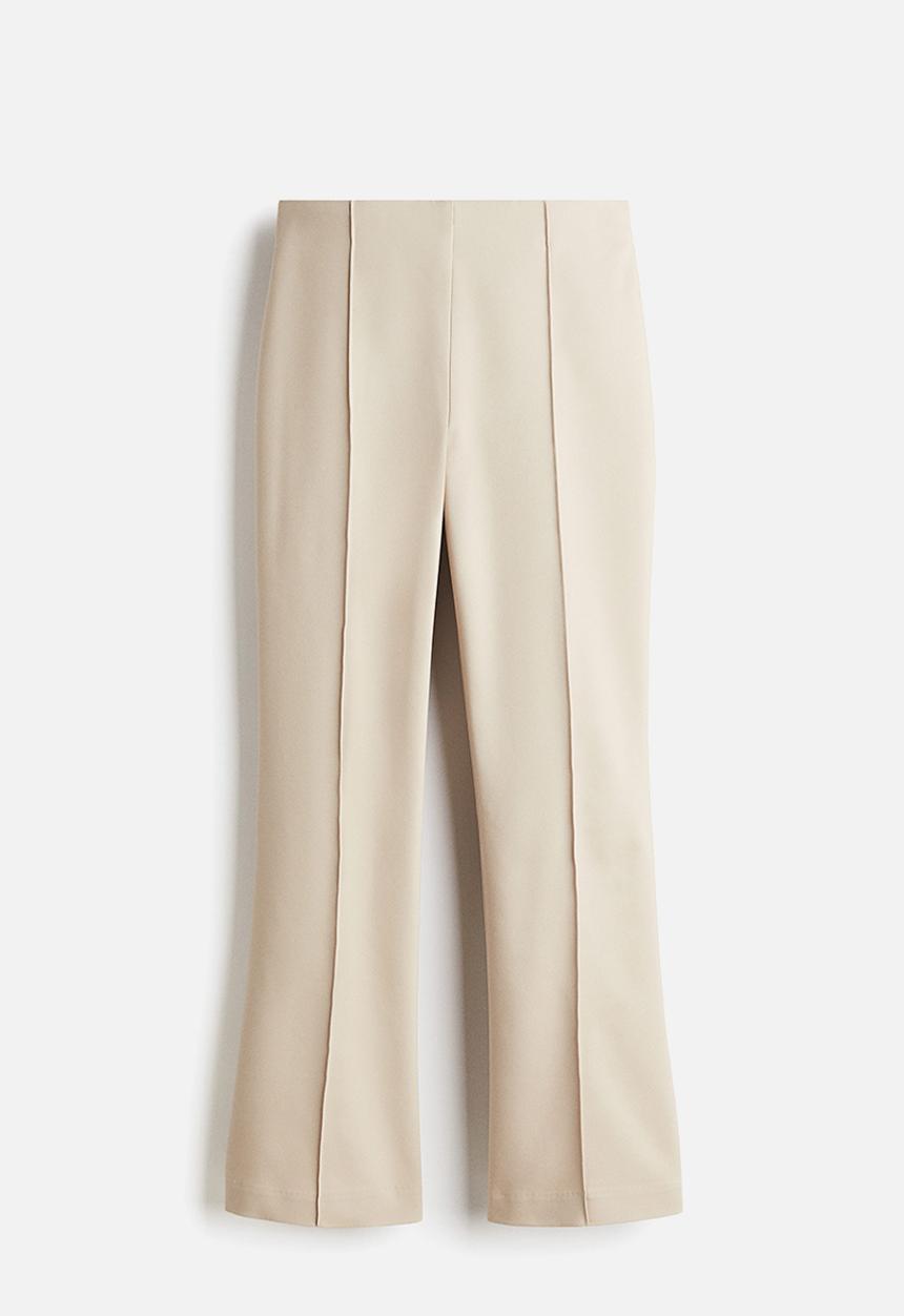 H&M - Flared crease-front trousers - light beige