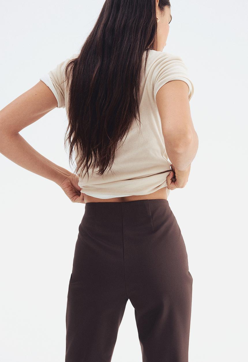 H&M - Flared crease-front trousers - dark brown