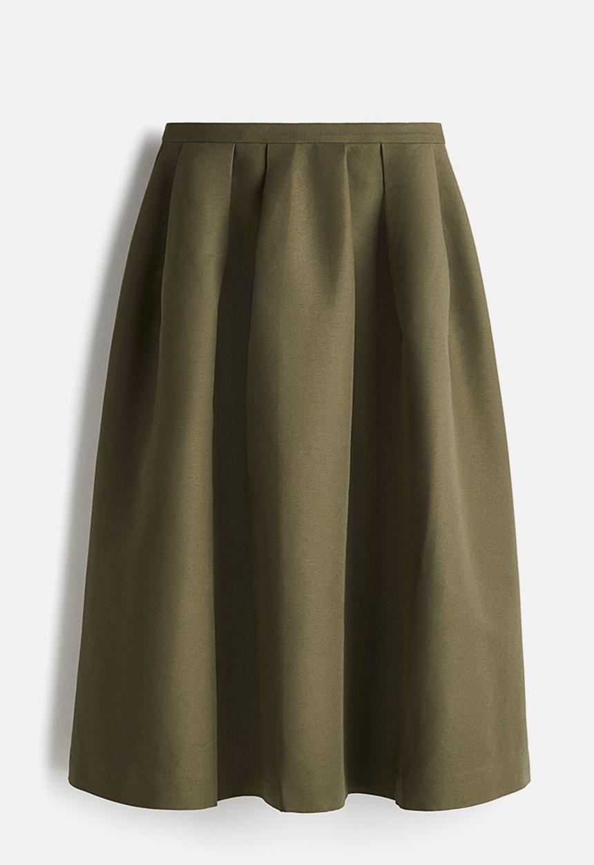 H&M - A-line midi skirt - dark khaki green