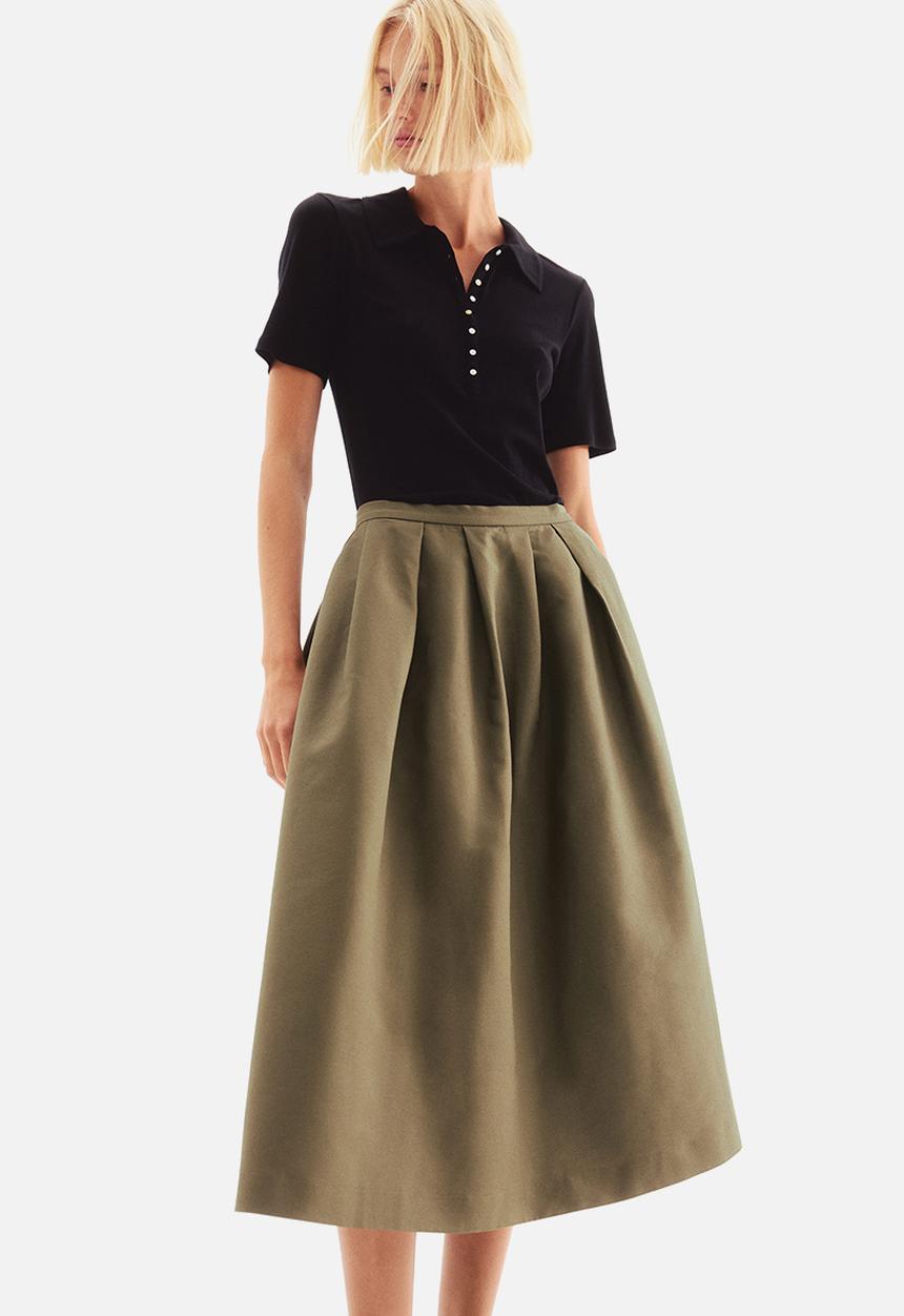 H&M - A-line midi skirt - dark khaki green