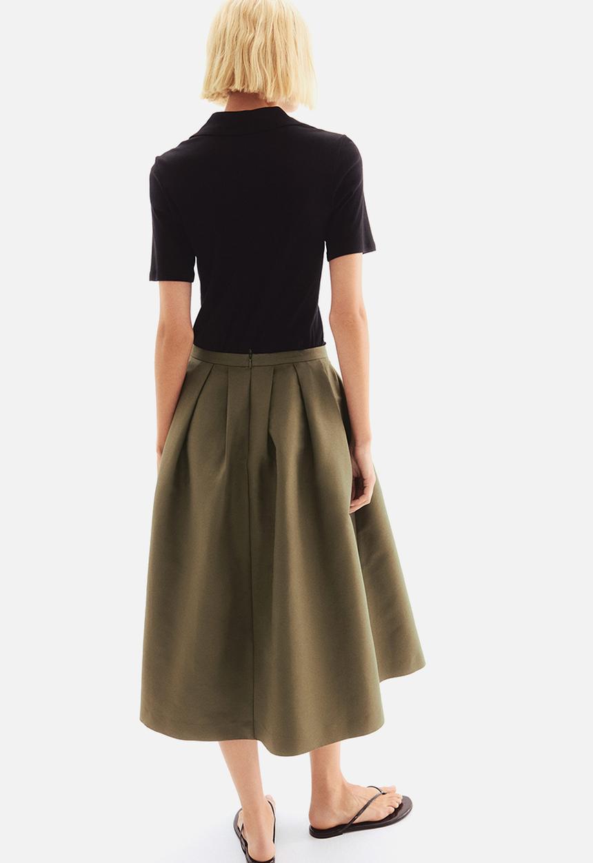 H&M - A-line midi skirt - dark khaki green