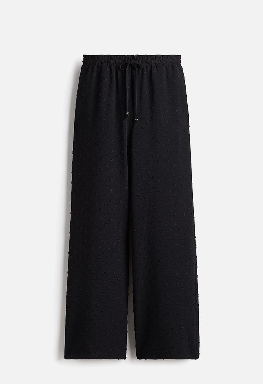 H&M - Plumeti drawstring trousers - black