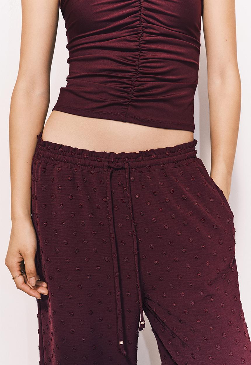 H&M - Plumeti drawstring trousers - burgundy