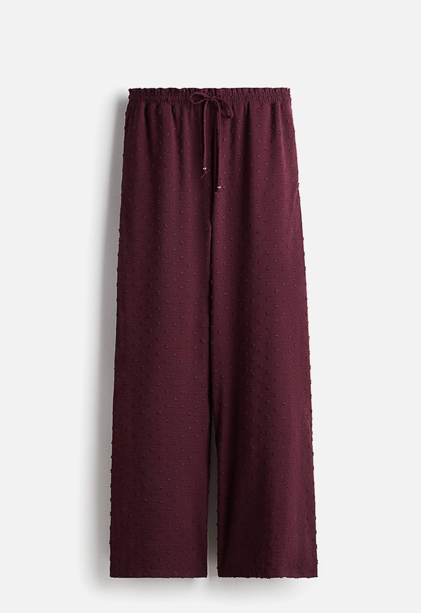 H&M - Plumeti drawstring trousers - burgundy