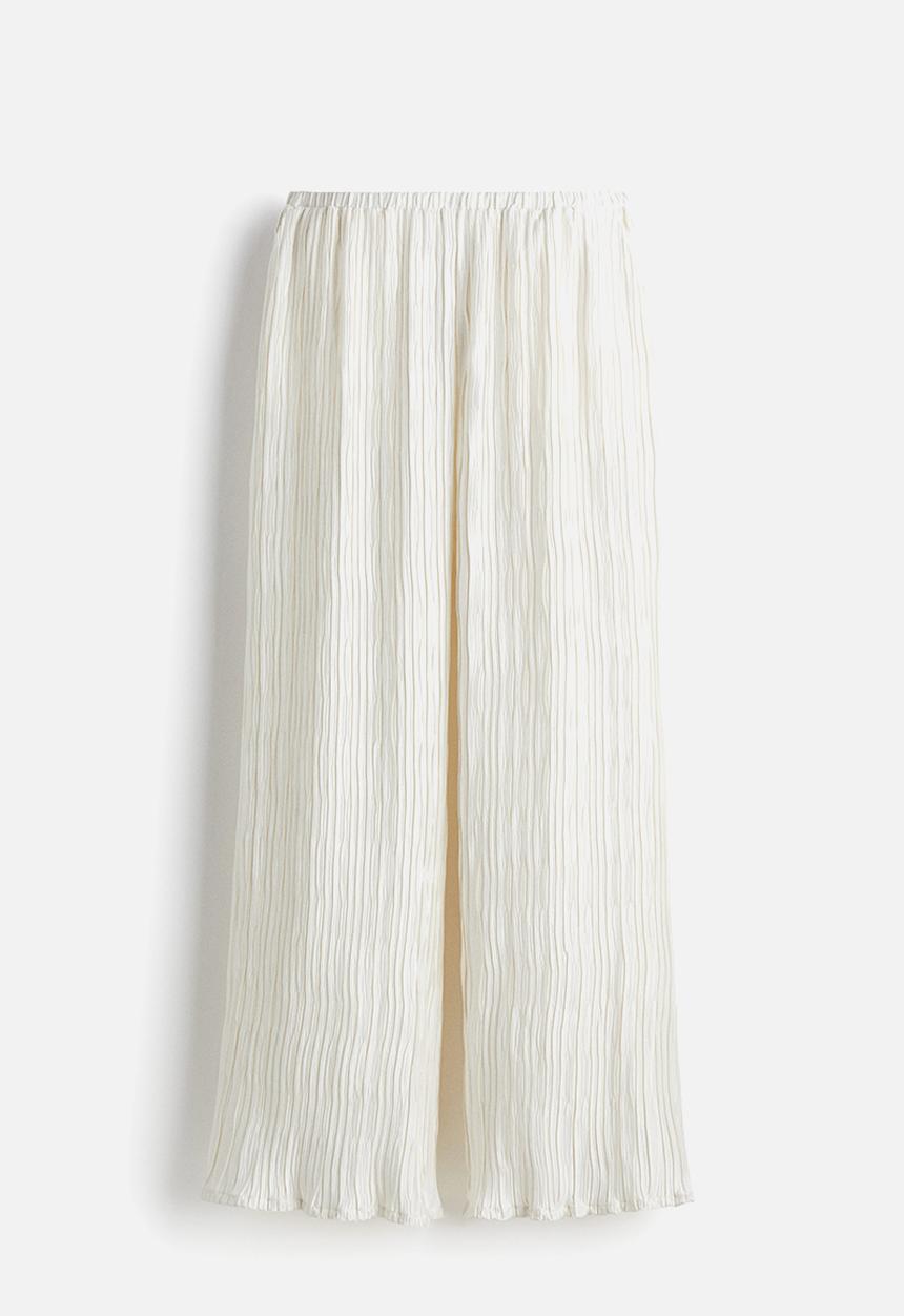 H&M - Crinkled pull-on trousers - white