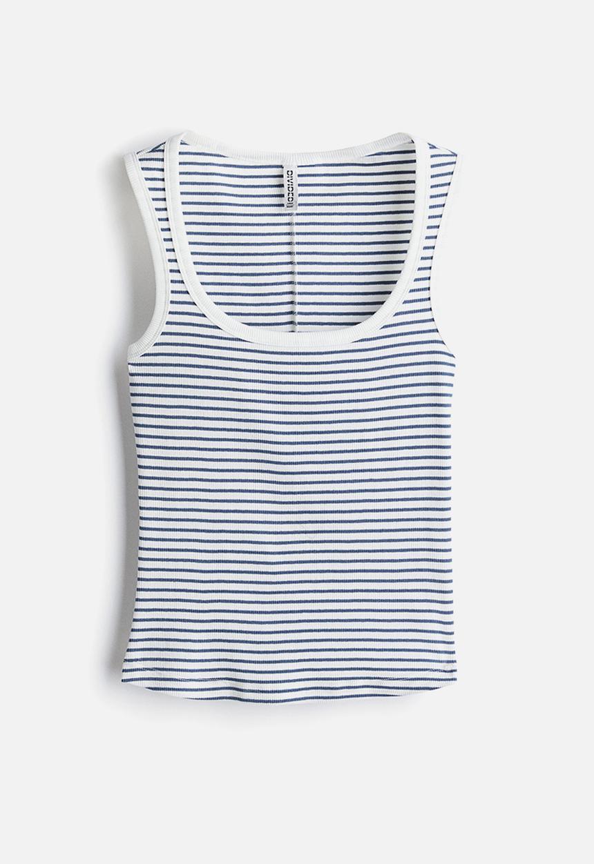 H&M - Ribbed vest top - blue/striped