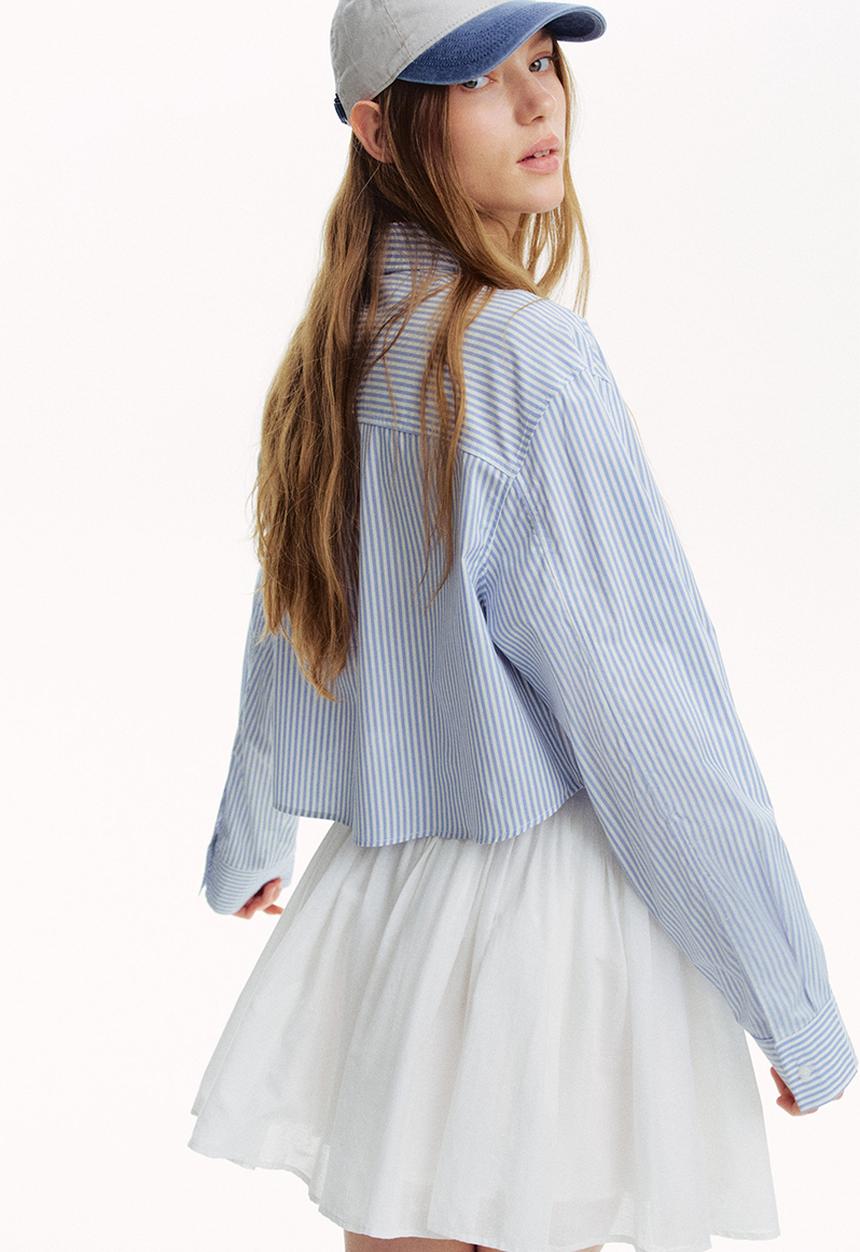H&M - Cropped cotton shirt - blue striped