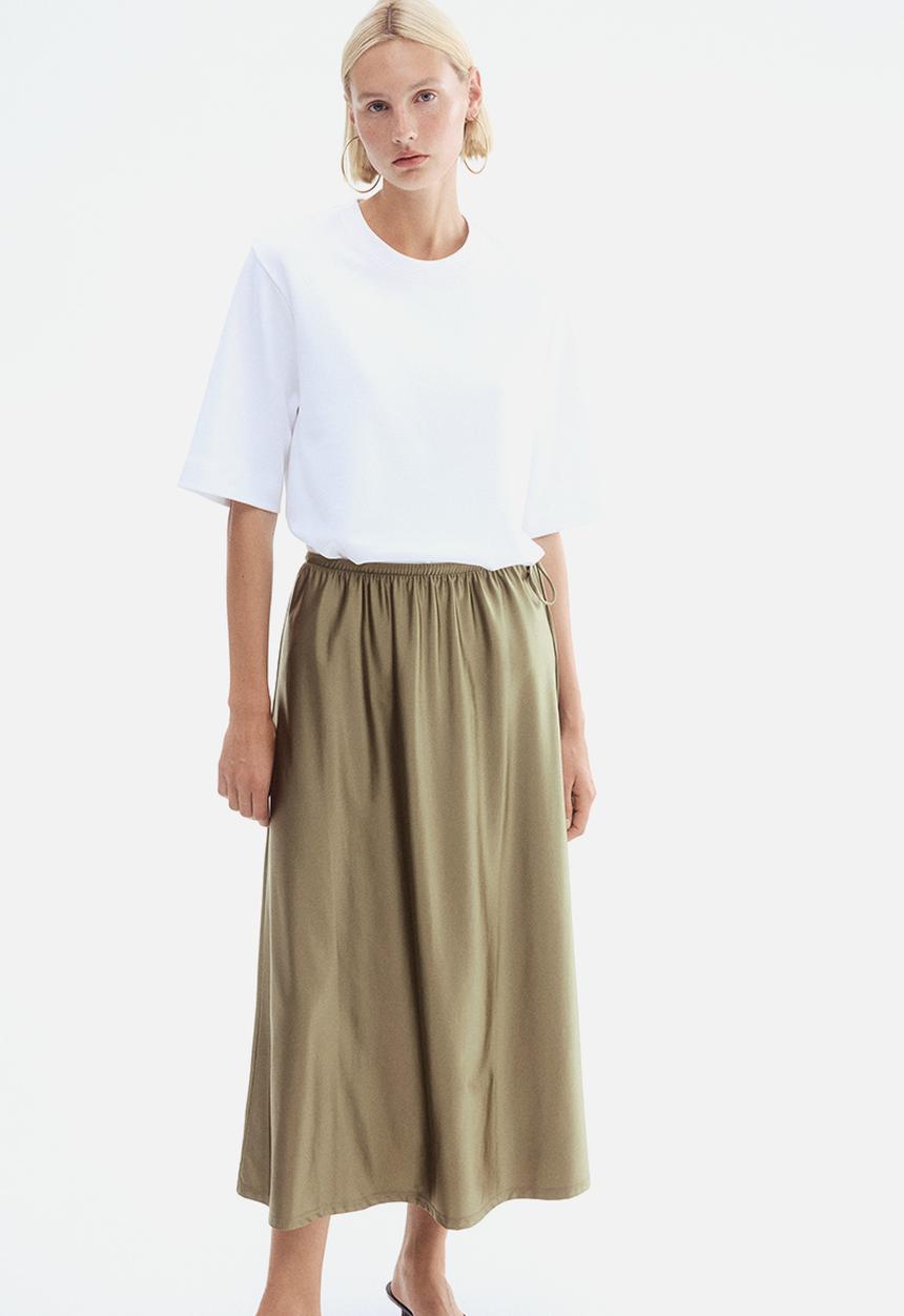 H&M - Drawstring-detail skirt - khaki green