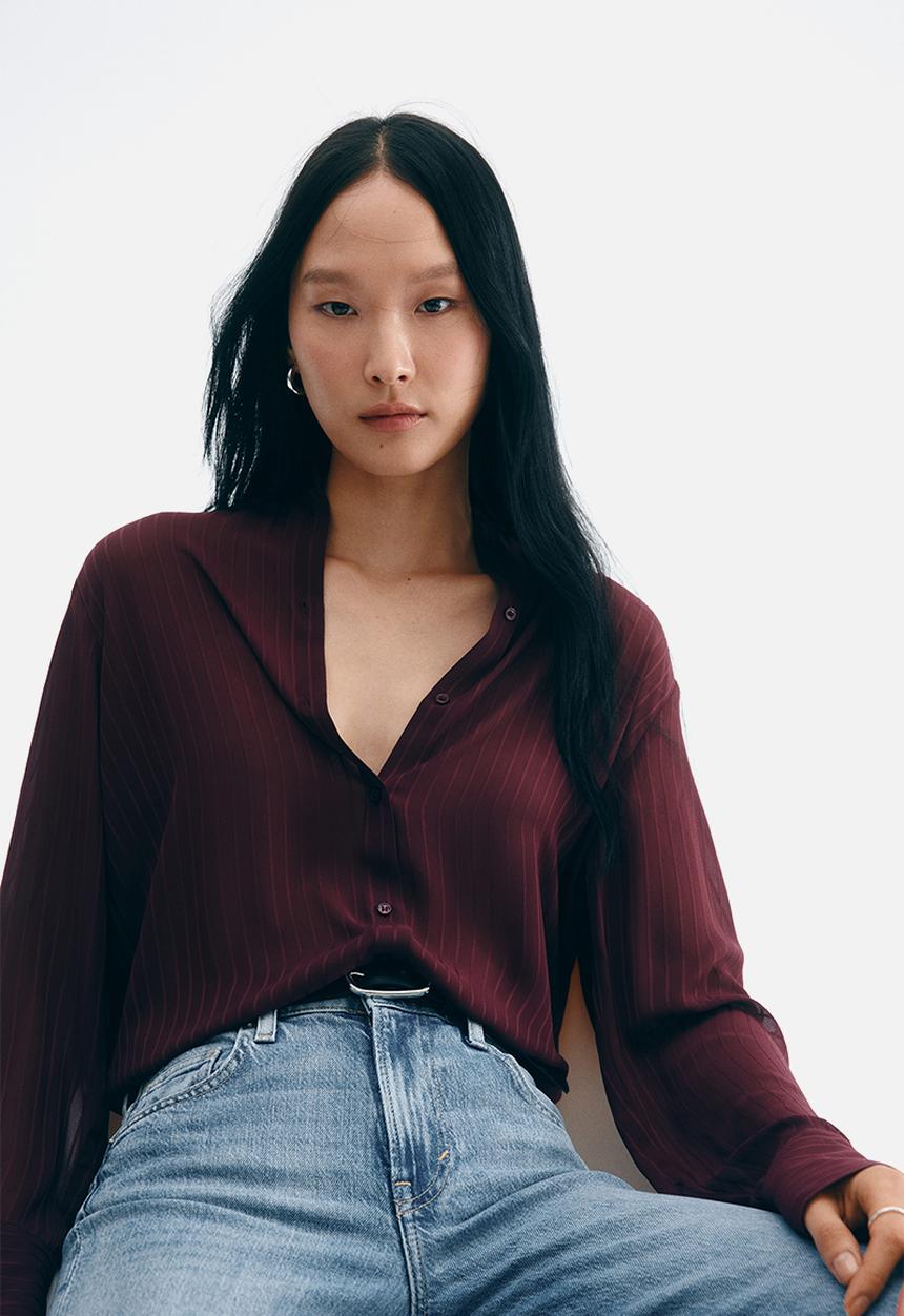 H&M - Sheer blouse - burgundy