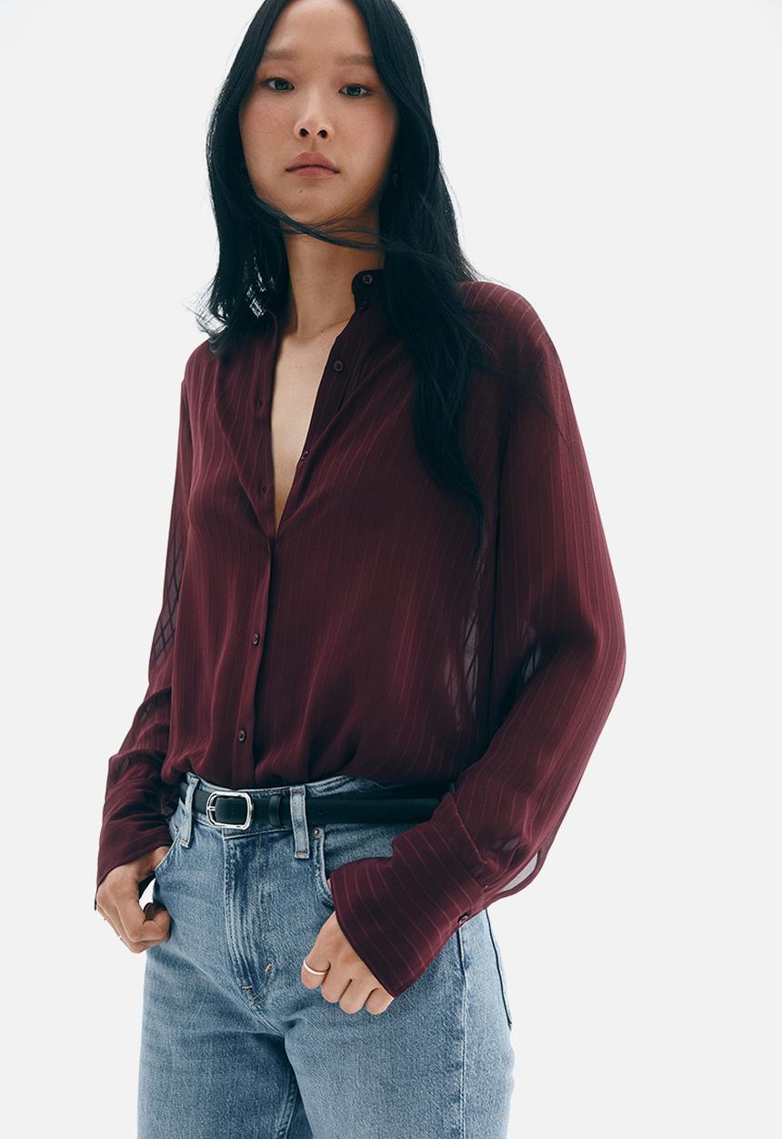 H&M - Sheer blouse - burgundy