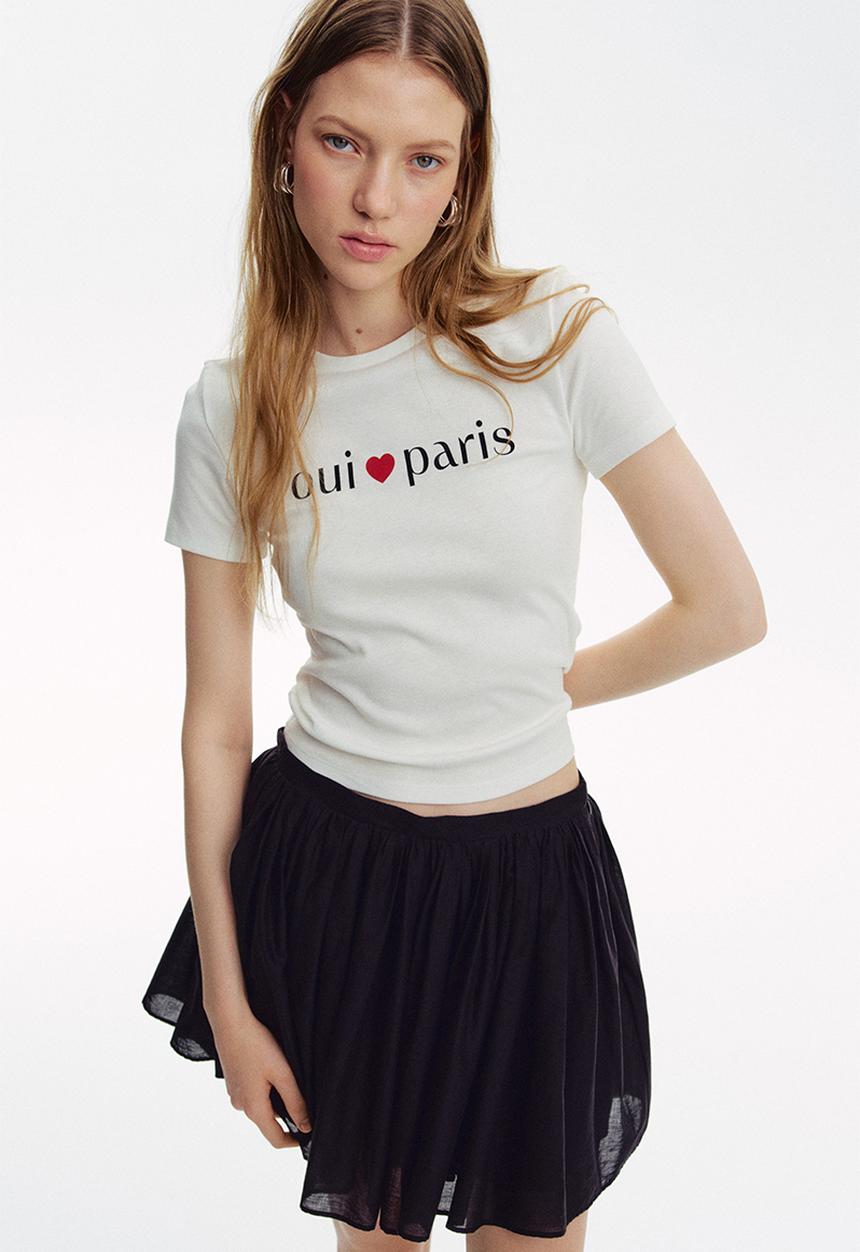 H&M - Cotton t-shirt - white oui paris