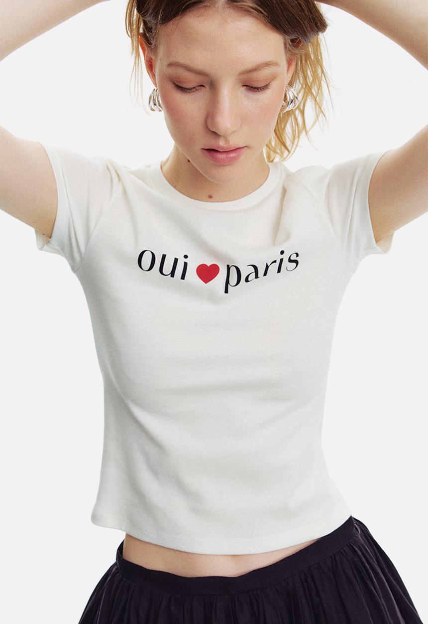 H&M - Cotton t-shirt - white oui paris
