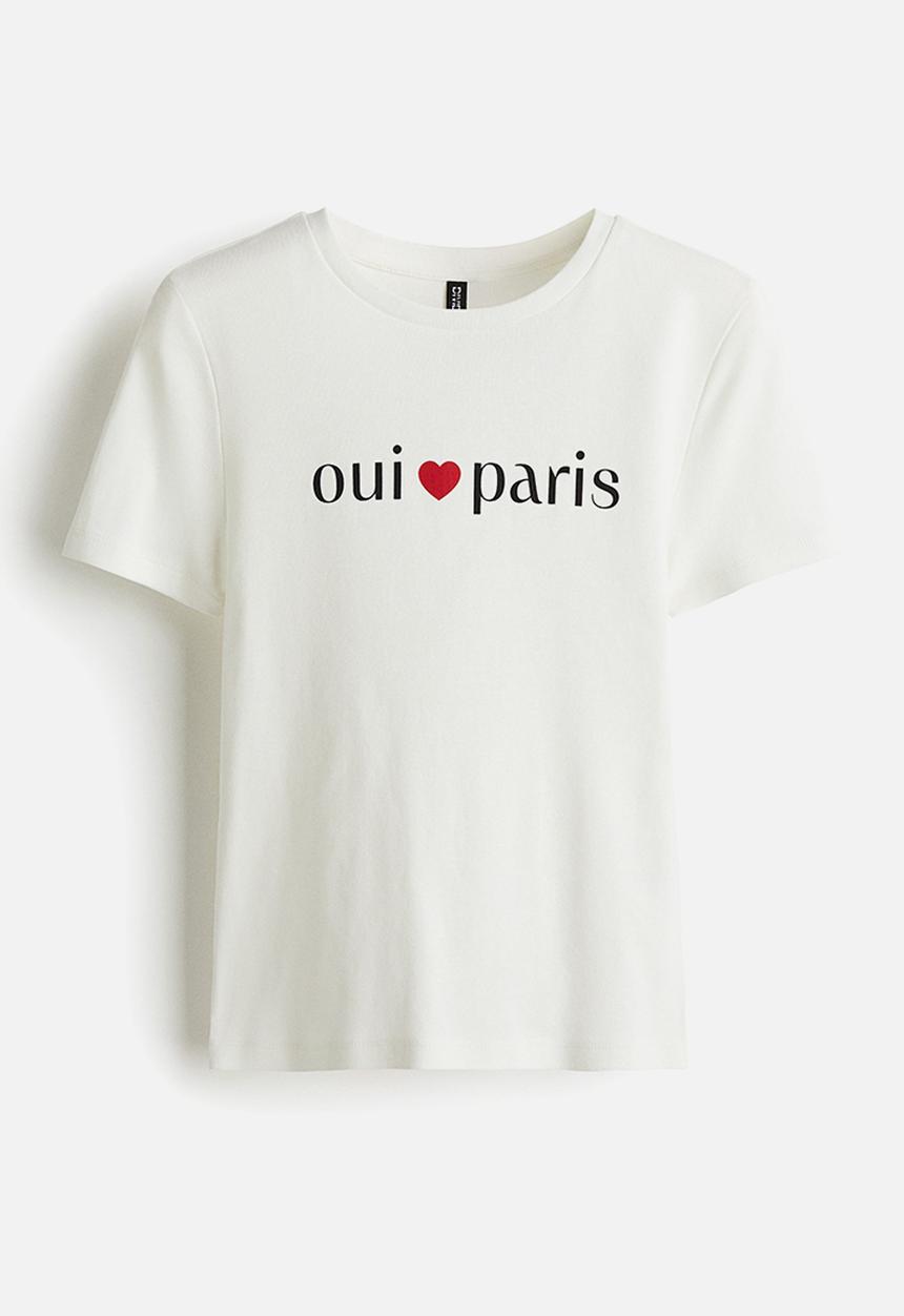 H&M - Cotton t-shirt - white oui paris