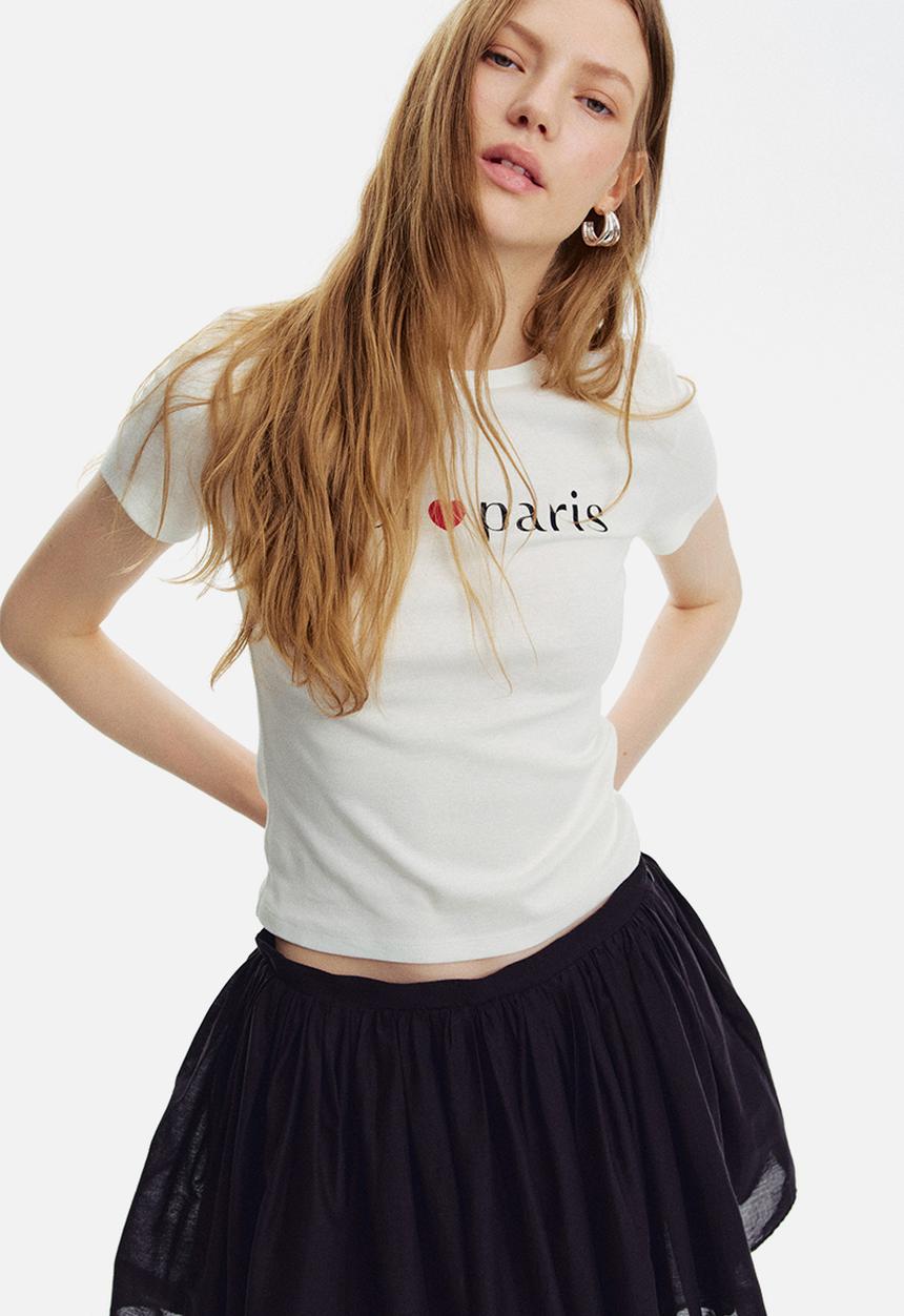 H&M - Cotton t-shirt - white oui paris