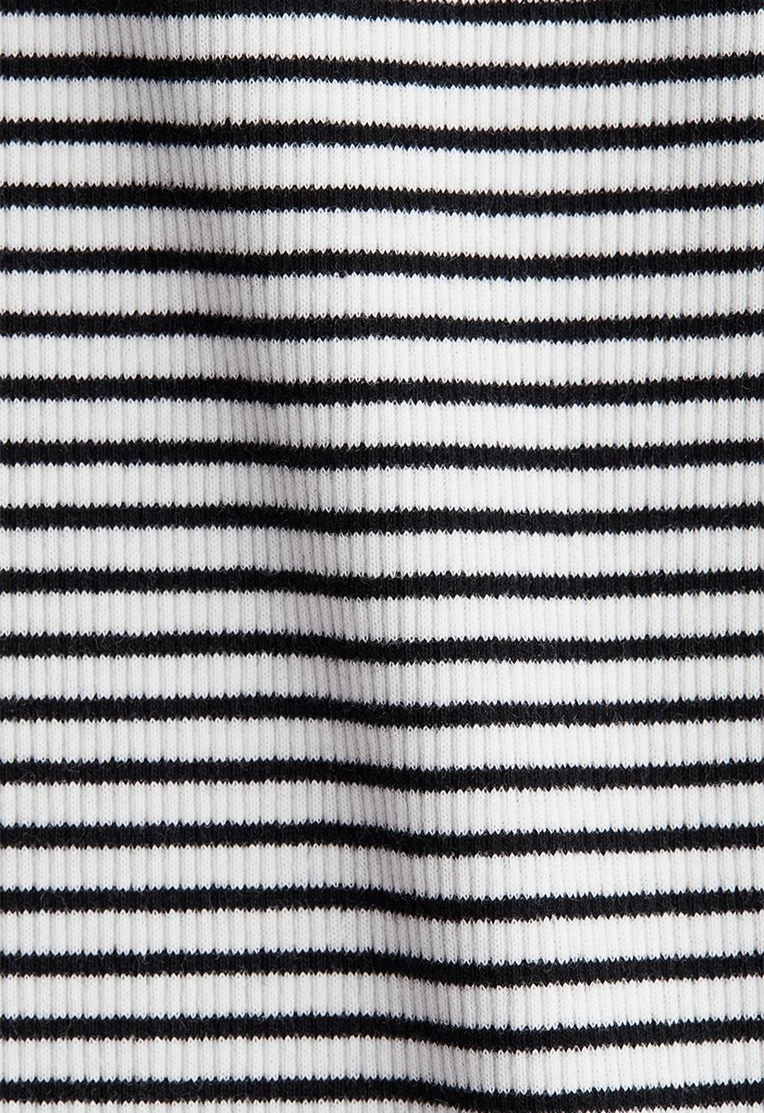 H&M - Ribbed boat-neck top - white & black striped 
