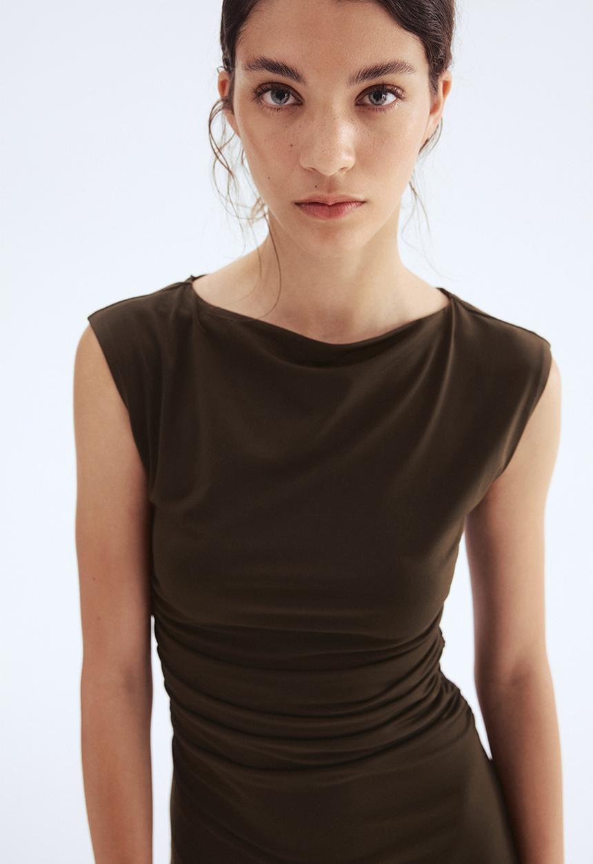 H&M - Cap-sleeved dress - dark green
