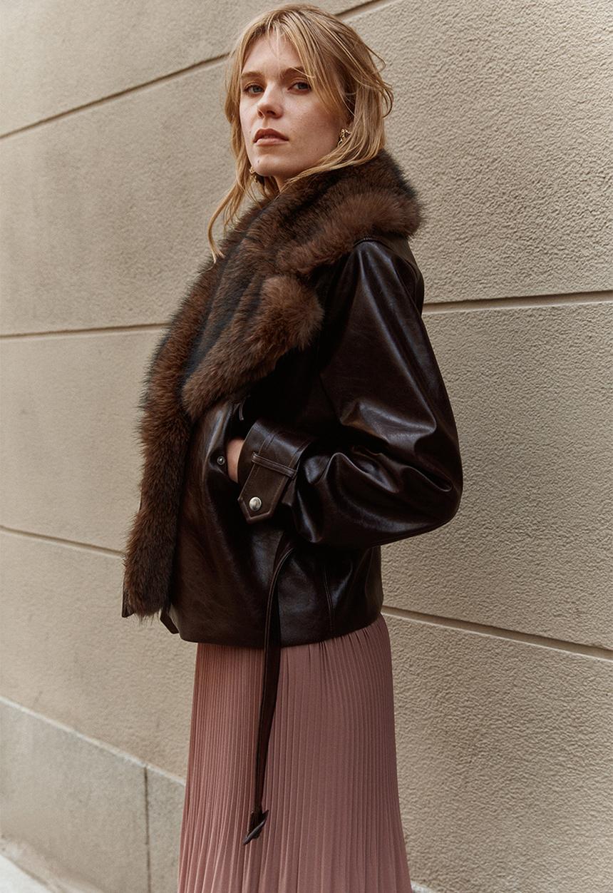 H&M - Pleated chiffon skirt - dusty pink