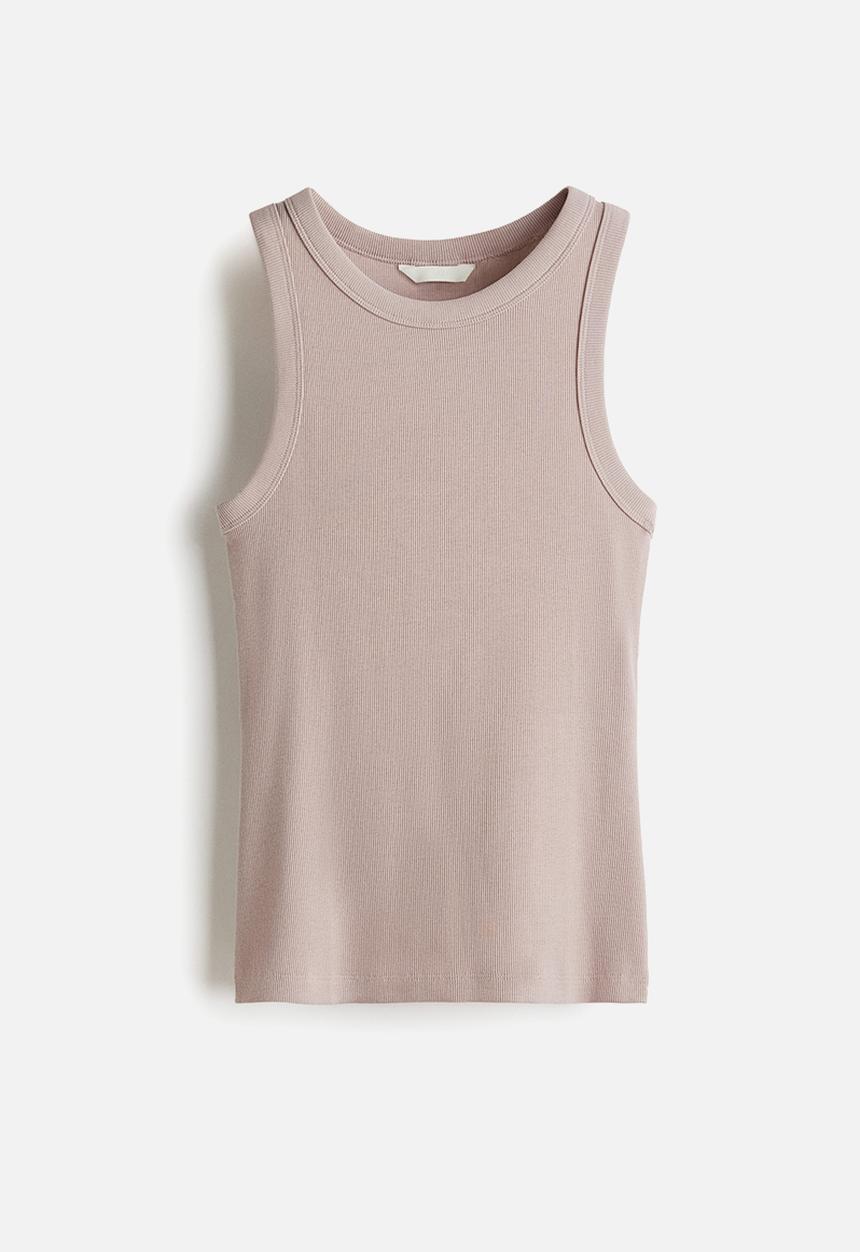 H&M - Ribbed vest top -  light dusty pink