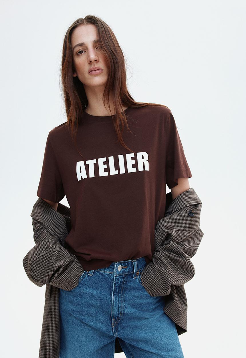 H&M - Printed t-shirt - dark brown atelier