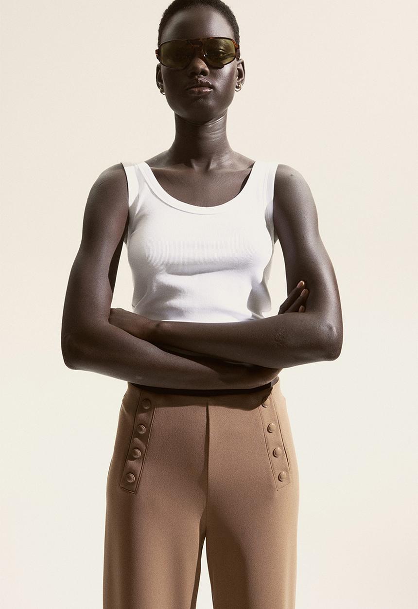 H&M - Button-front trousers - brown
