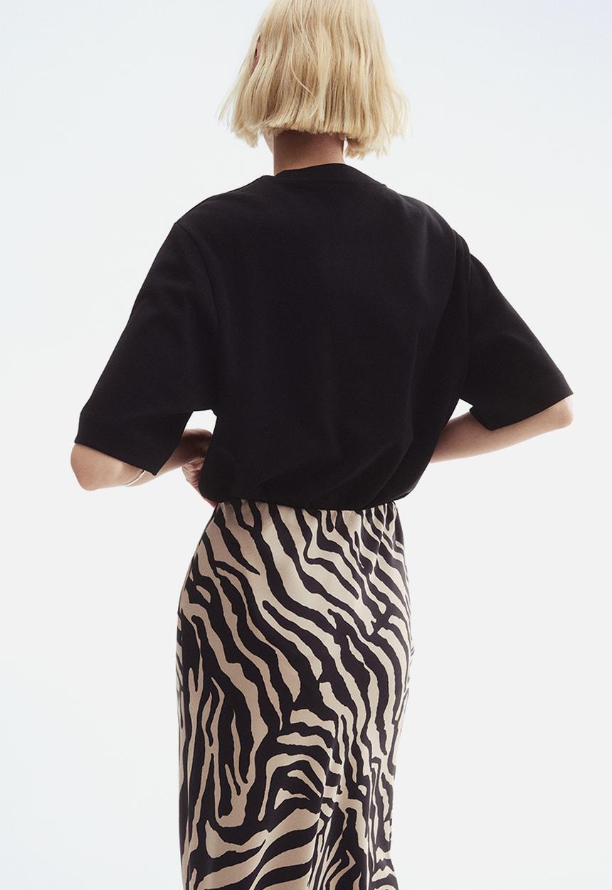 H&M - Midi skirt - light beige zebra print
