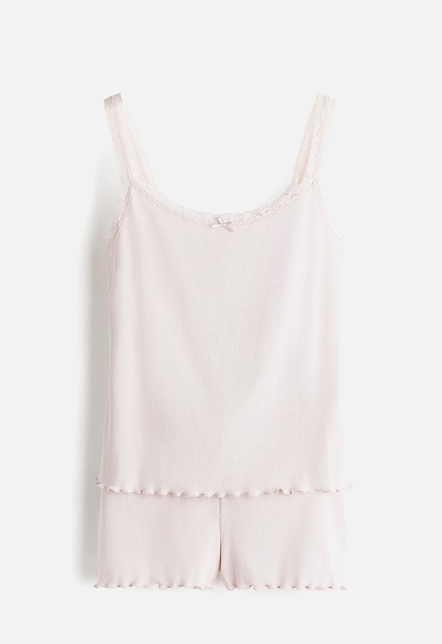H&M - Ribbed pyjamas -  powder pink