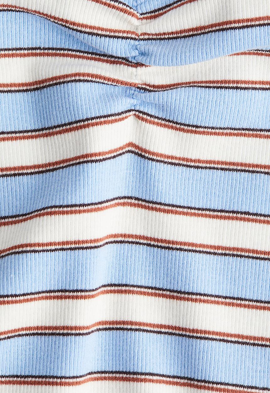 H&M - Ribbed boat-neck top - light blue striped
