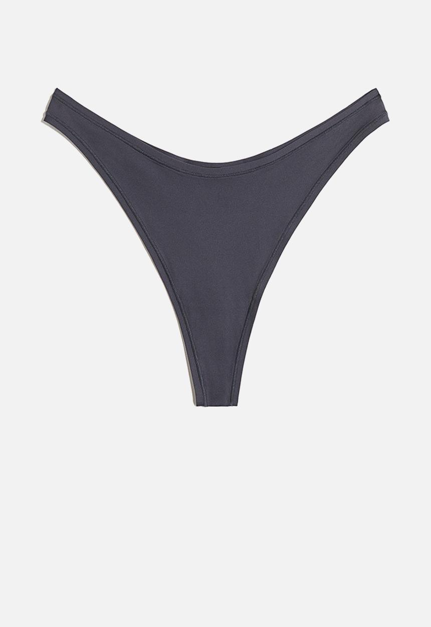 H&M - 3 pack microfibre thong briefs - dark grey & beige
