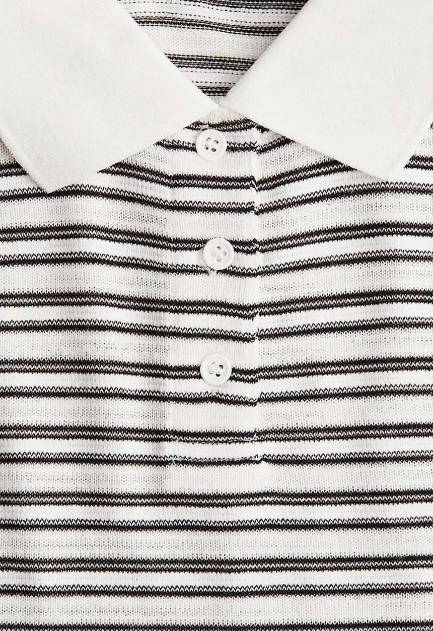 H&M - Fine-knit polo shirt - white striped 