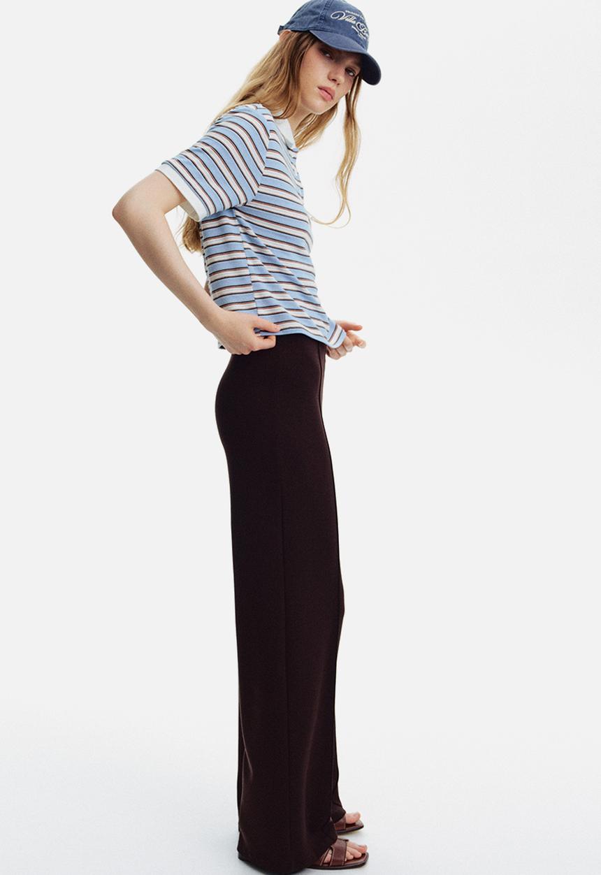 H&M - Fine-knit polo shirt - light blue striped 