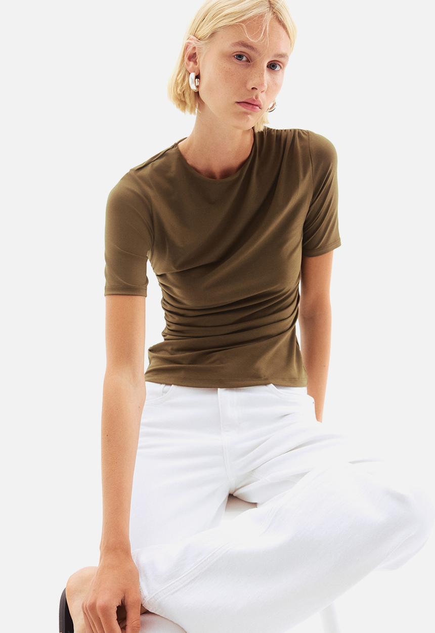 H&M - Draped top - dark khaki  green