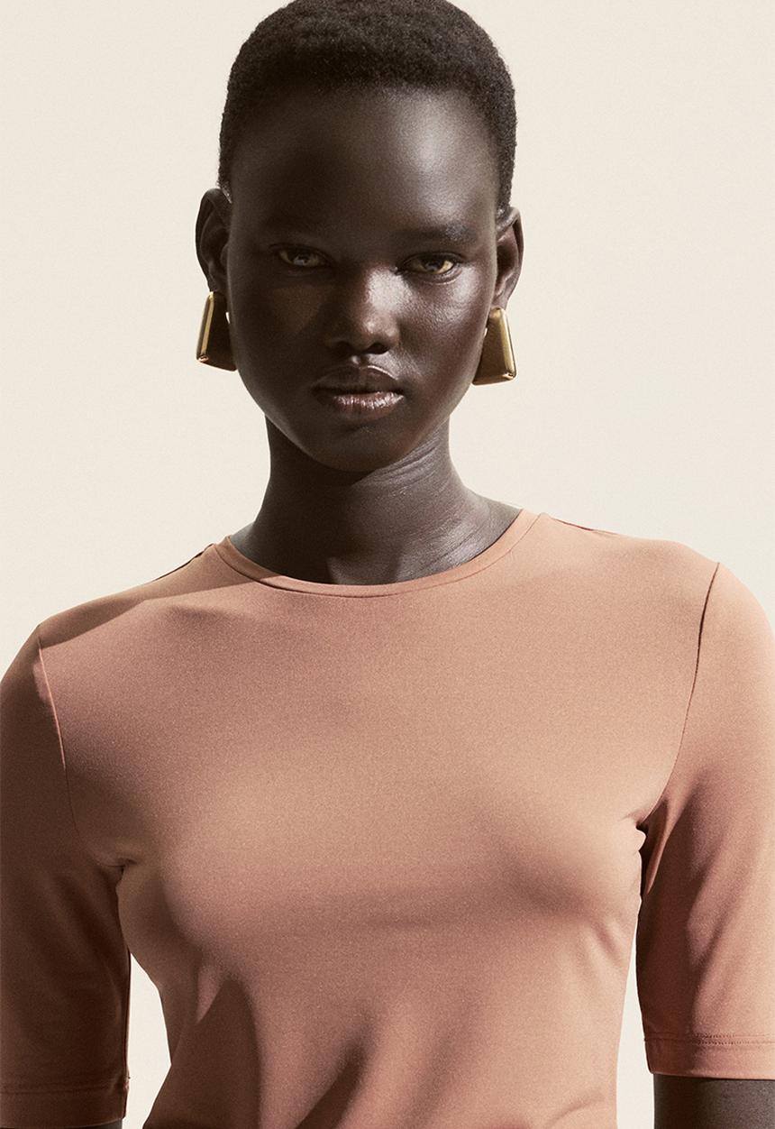 H&M - Fitted t-shirt - dusty brown