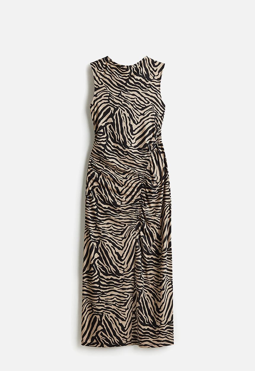 H&M - Draped dress - black zebra print
