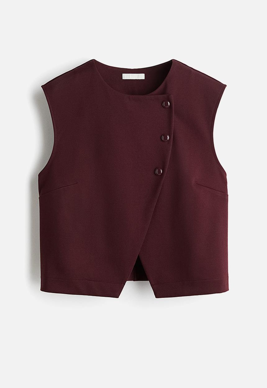 H&M - Asymmetric wrap waistcoat - burgundy