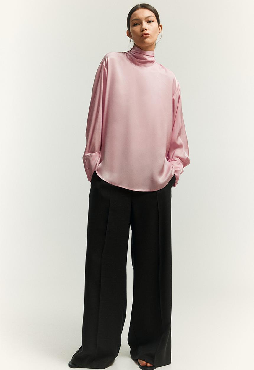 H&M - Scarf-detail blouse - light pink