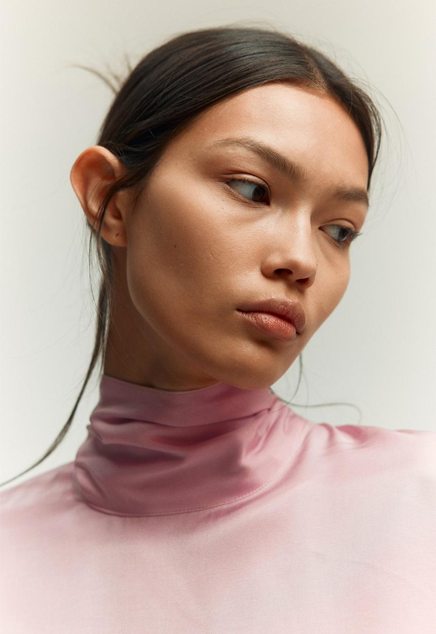 H&M - Scarf-detail blouse - light pink