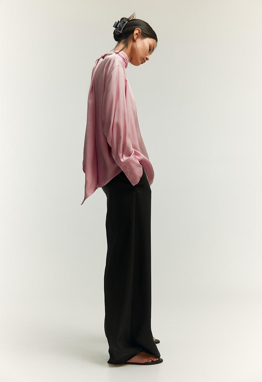 H&M - Scarf-detail blouse - light pink