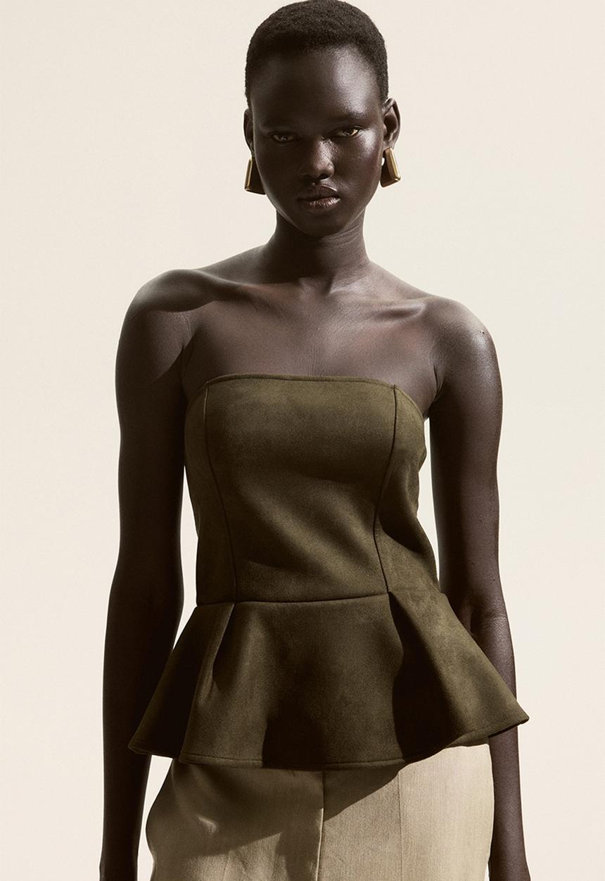 H&M - Bandeau peplum top - dark green