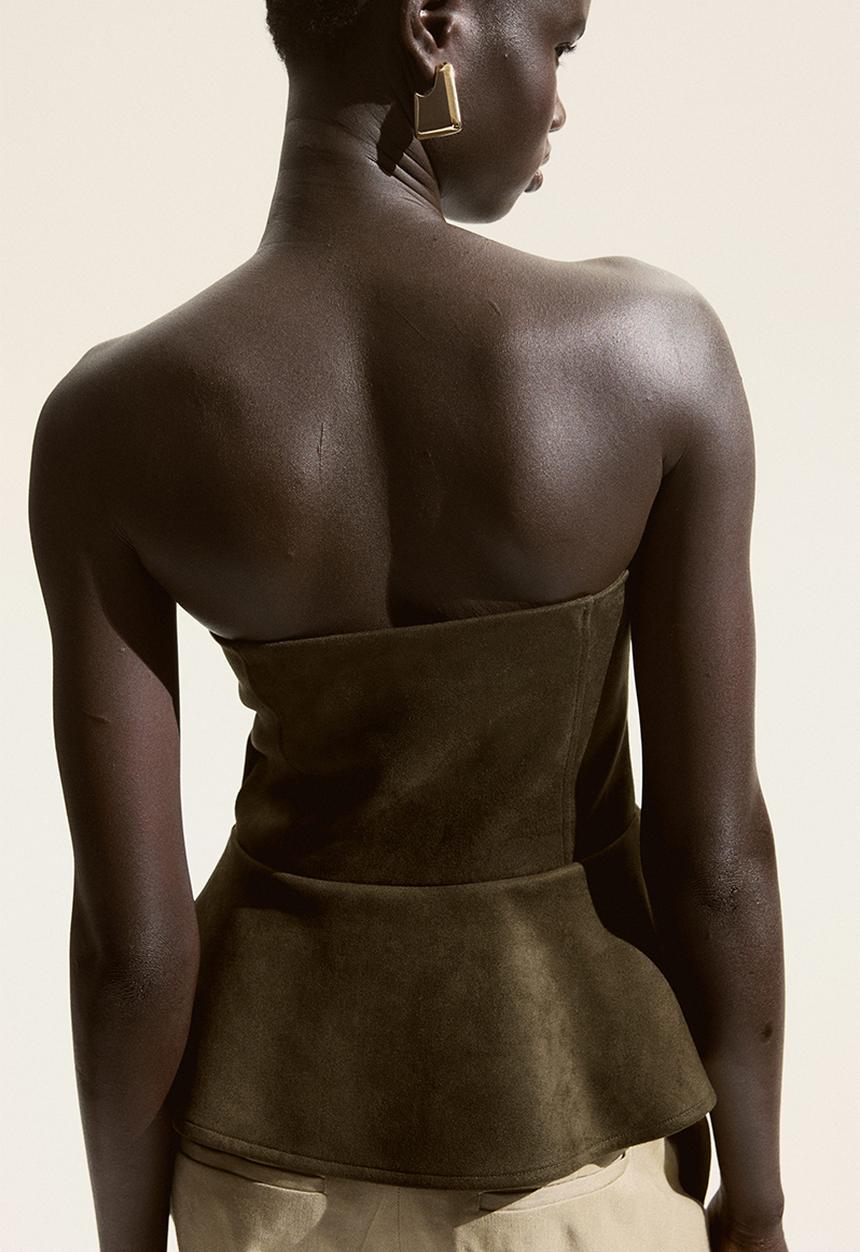 H&M - Bandeau peplum top - dark green