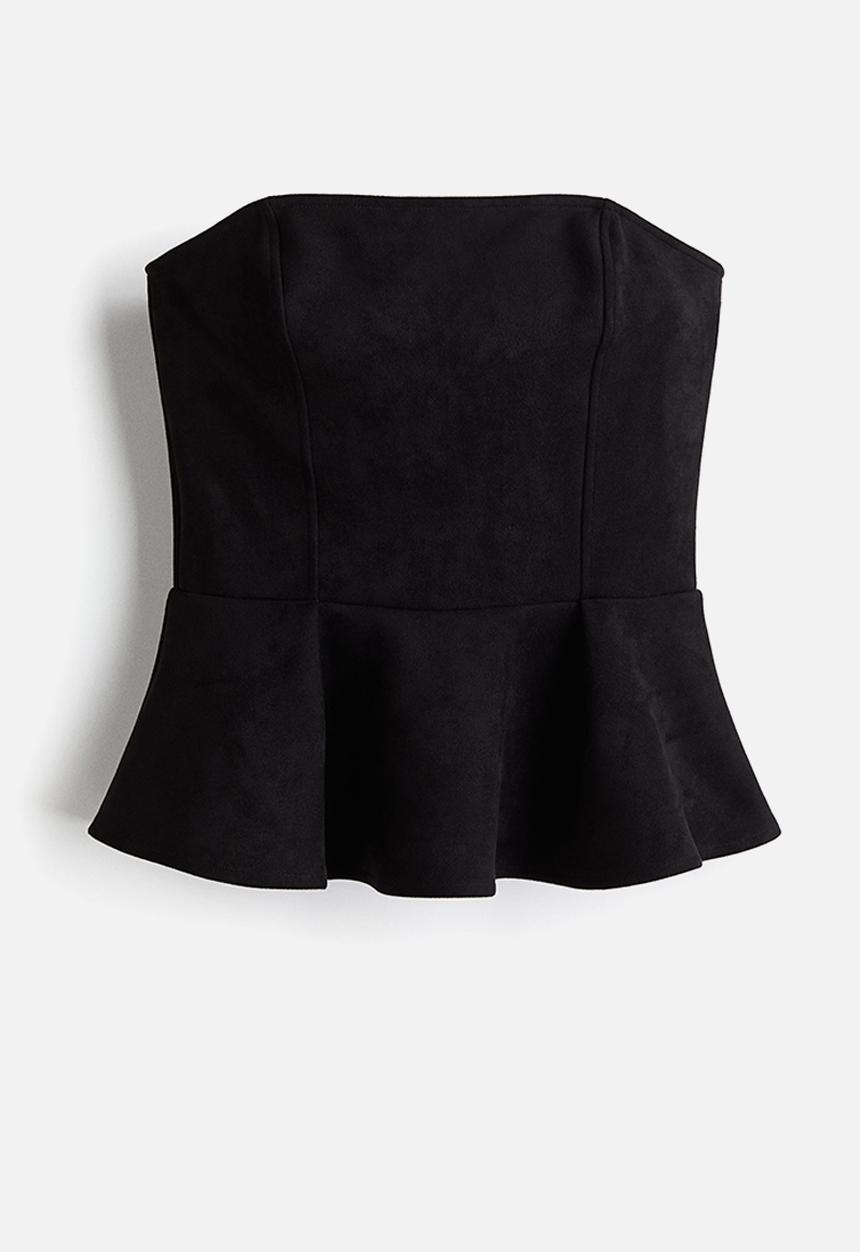 H&M - Bandeau peplum top - black