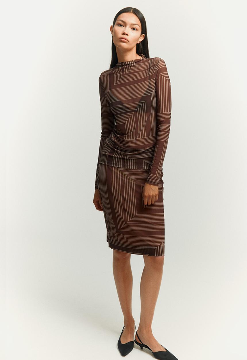 H&M - Mesh top - brown patterned