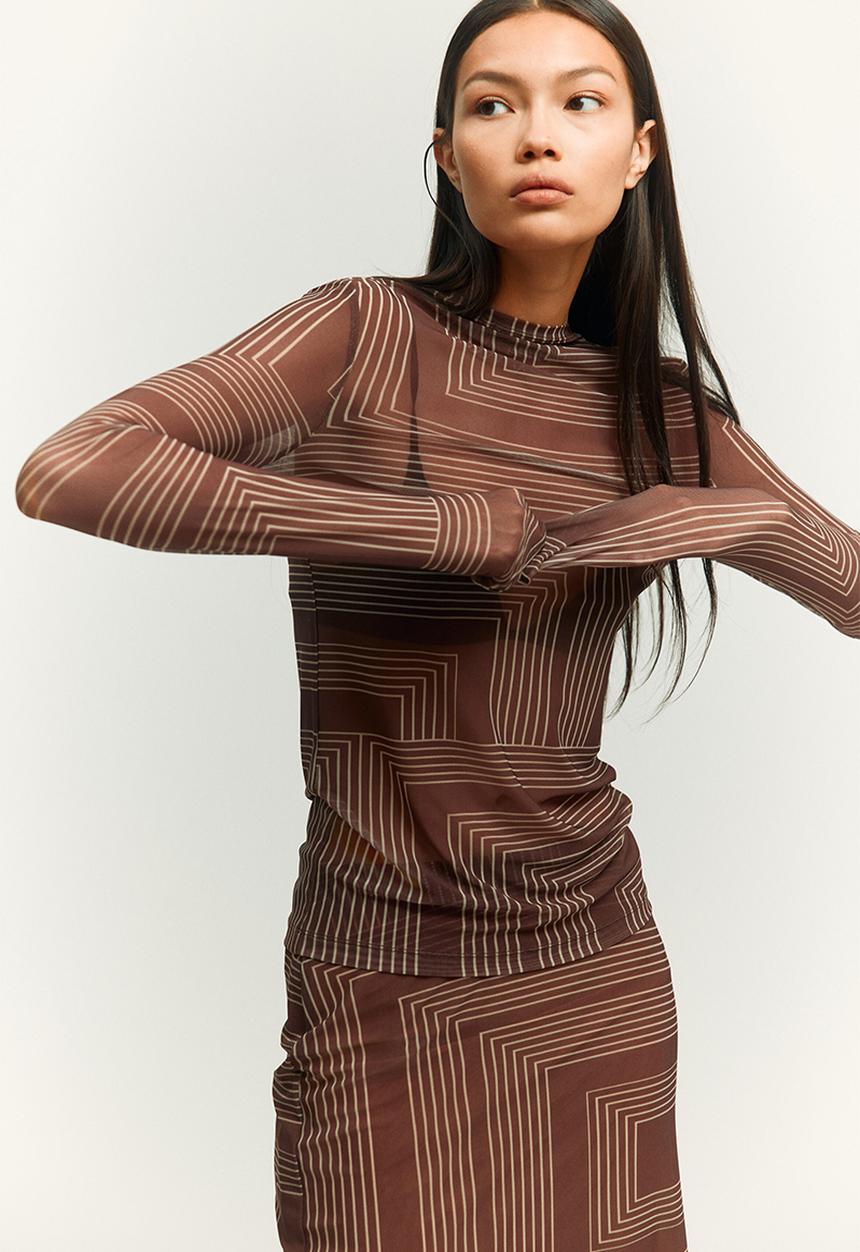 H&M - Mesh top - brown patterned
