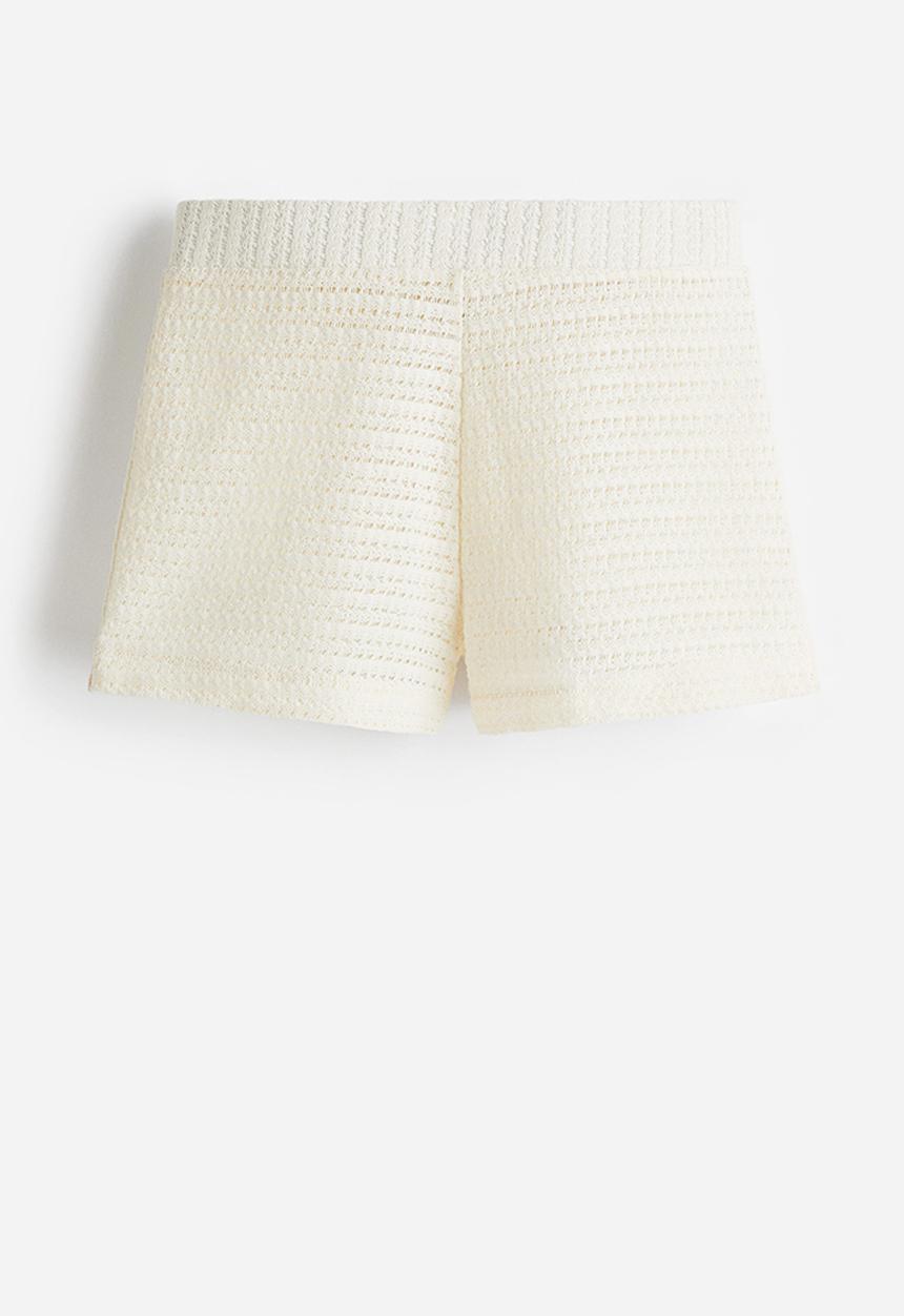 H&M - Pointelle-knit shorts - cream 