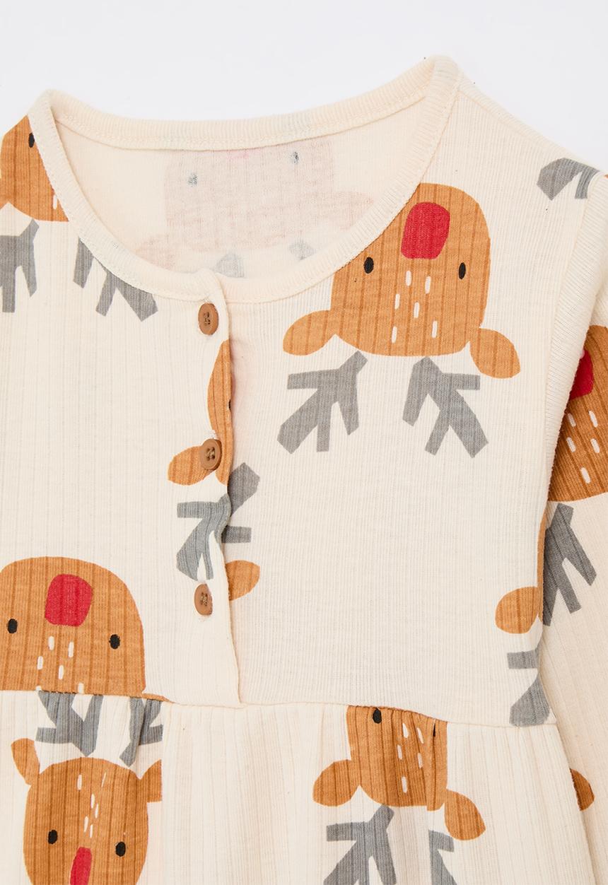 Pop Candy - Long sleeve ribbed dress - neutral/reindeer