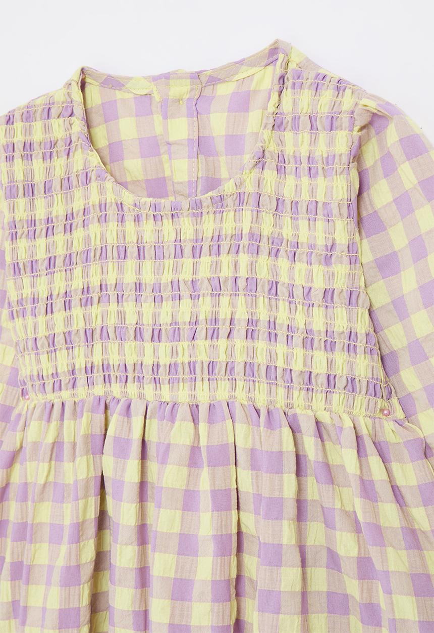 Pop Candy - Long sleeve shirred bodice dress - multi