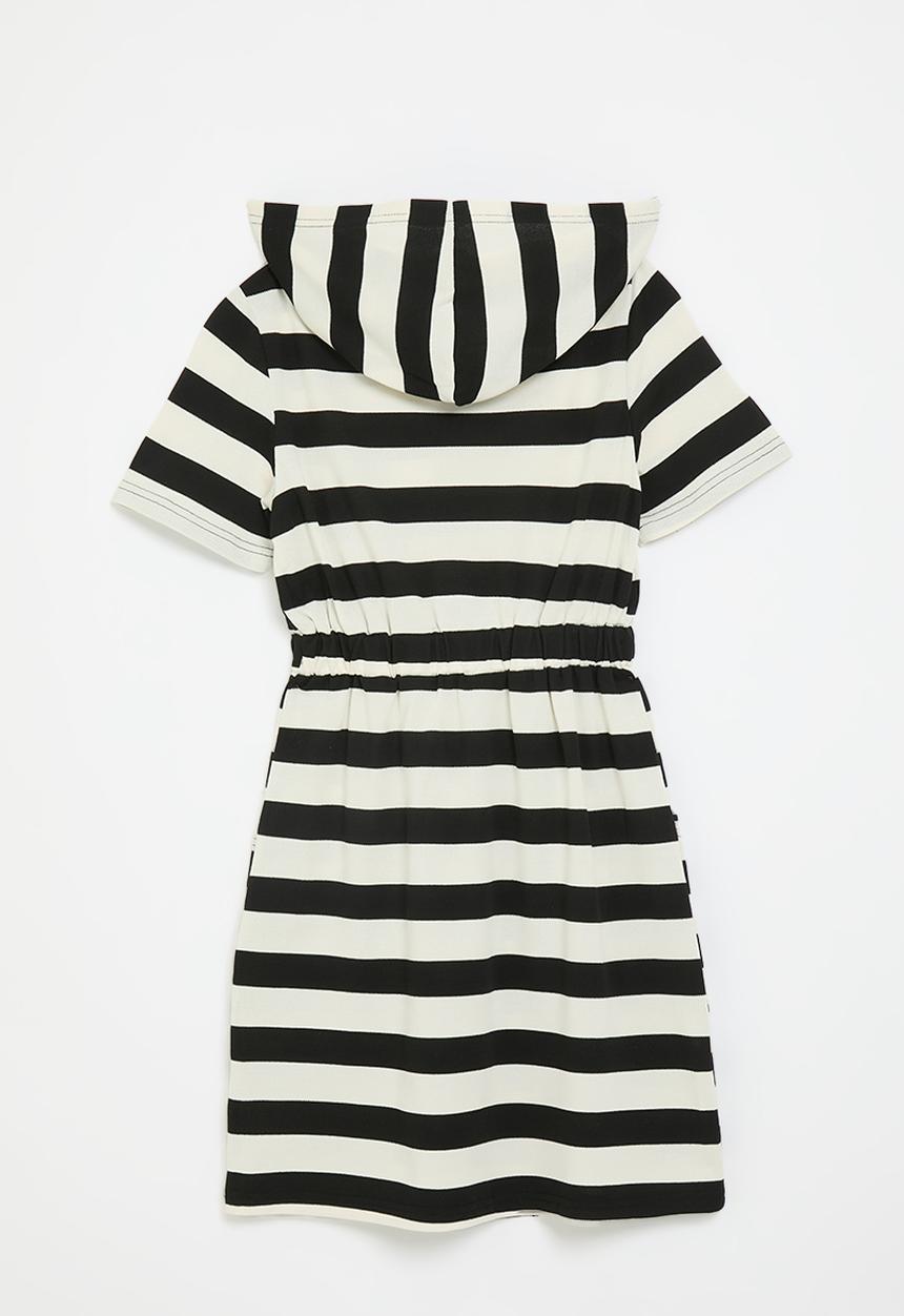 Pop Candy - Short sleeve hooded dress - black stripe