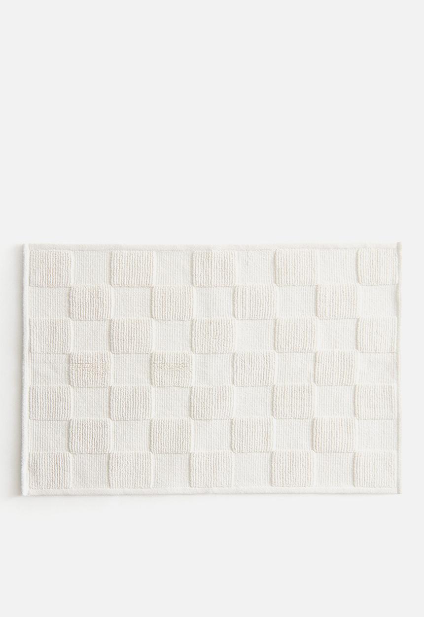 H&M - Checked bath mat - white