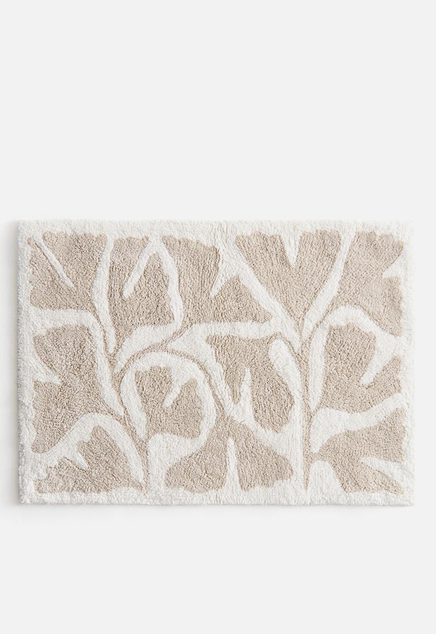 H&M - Tufted cotton bath mat -light beige/white 