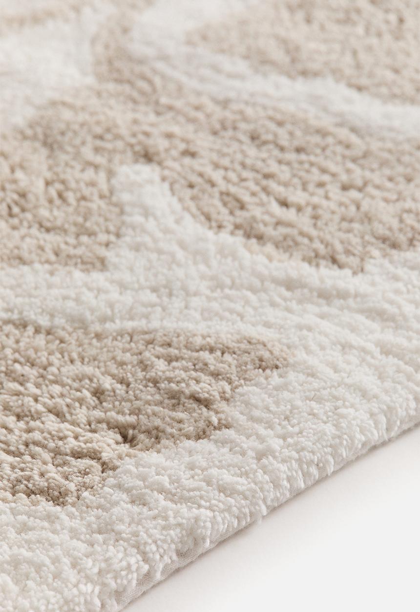 H&M - Tufted cotton bath mat -light beige/white 