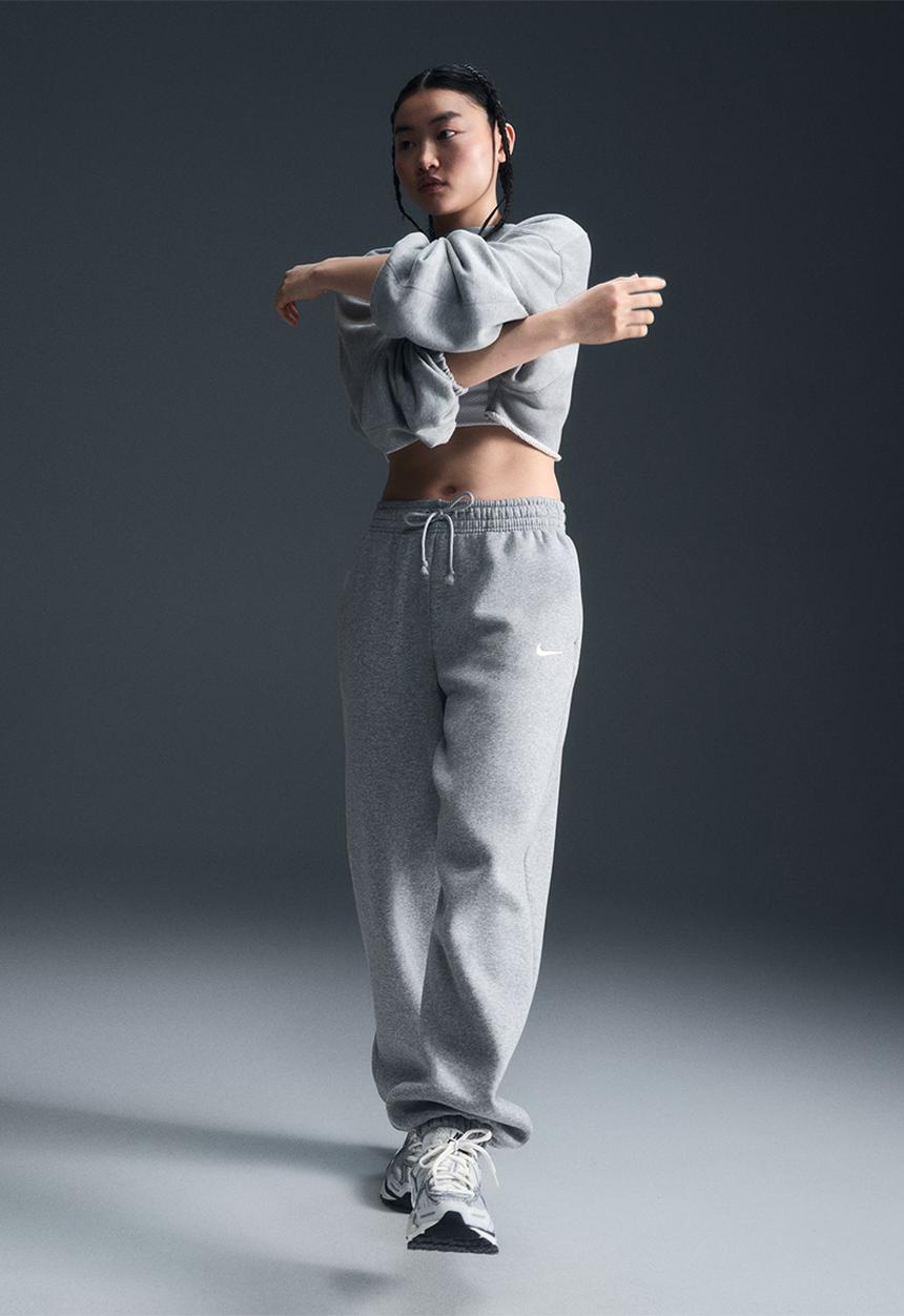 Nike - W Nsw Phnx Flc Hr Os Pant 2 - Dk Grey Heather/Sail